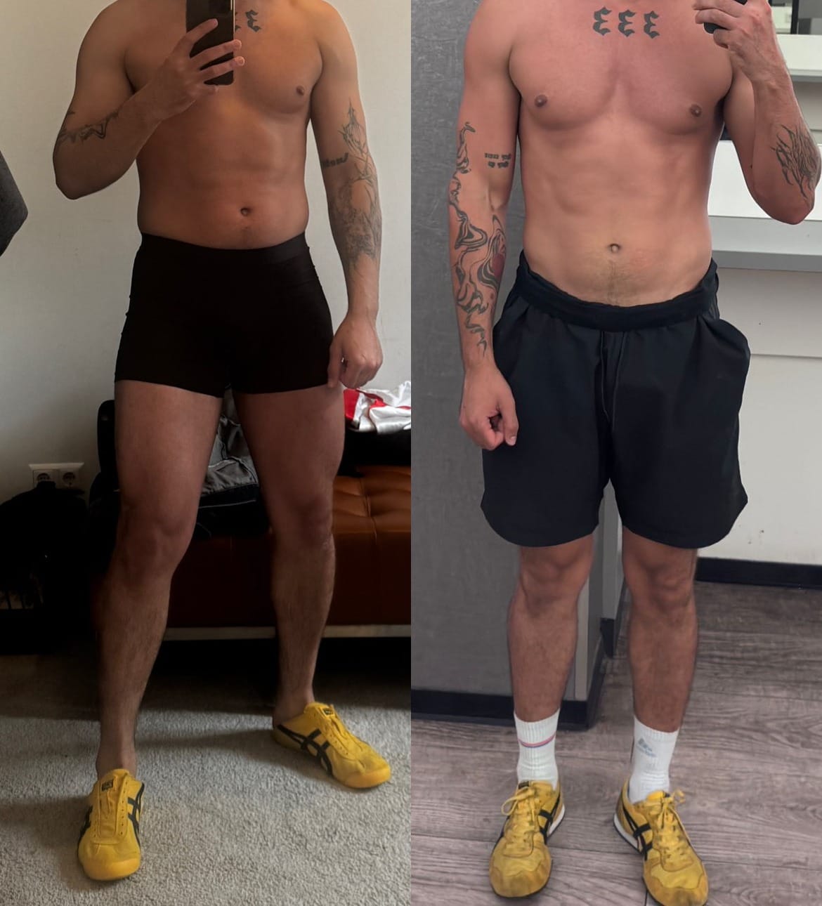 Theo vor und nach 2 Monaten Personal Training mit Isaac Akinsete, Vorderansicht